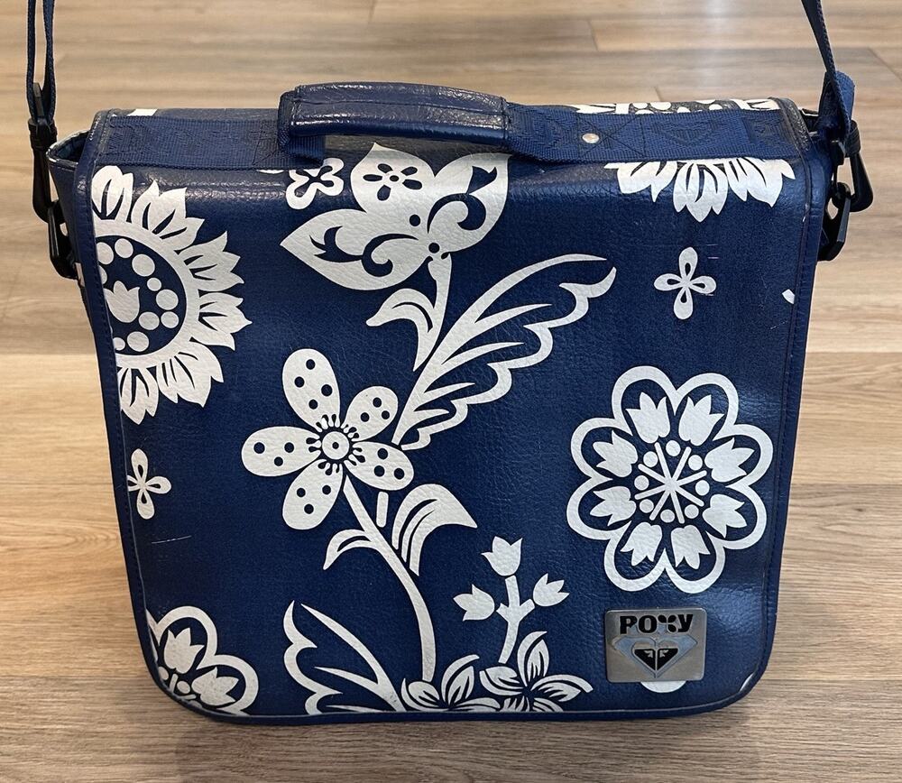 Vintage Roxy Y2K 2000s Hawaiian Floral Print Messenger Bag Crossbody EUC RARE